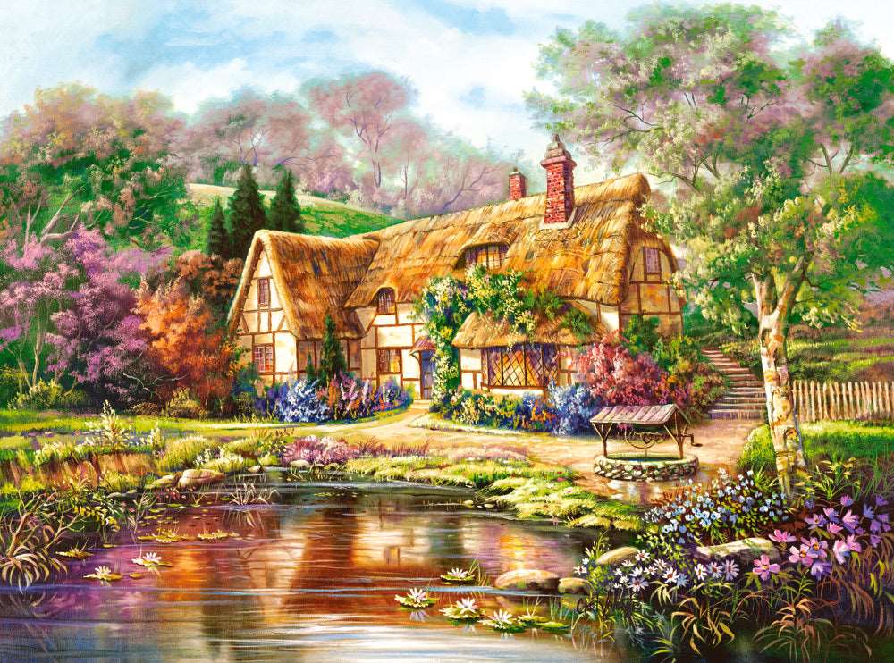 3000 Piece Jigsaw Puzzle, Twilight at Woodgreen Pond, Charming Nook, Pond, Countryside, Adult Puzzles, Castorland C-300365-2 Bridge Toys - Premium Jigsaw Puzzles