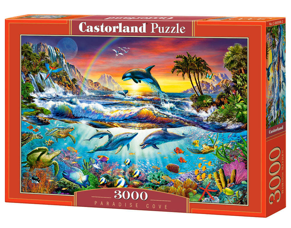 3000 Piece Jigsaw Puzzle, Paradise Cove, Ocean Wildlife, Nature puzzle, Dolphin, Animal puzzle, Adult Puzzle, Castorland C-300396-2 Bridge Toys - Premium Jigsaw Puzzles