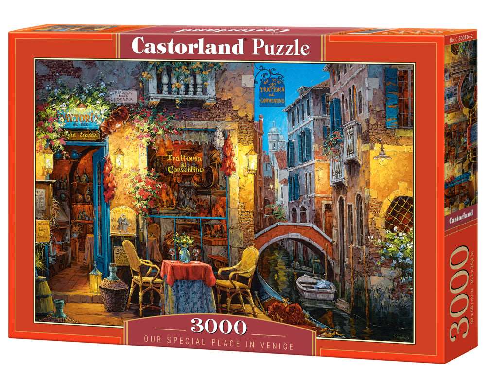 3000 Piece Jigsaw Puzzle, Our Special Place in Venice, Puzzle of Italy, Trattoria, Venetian canals, Adult Puzzles, Castorland C-300426-2 Bridge Toys - Premium Jigsaw Puzzles