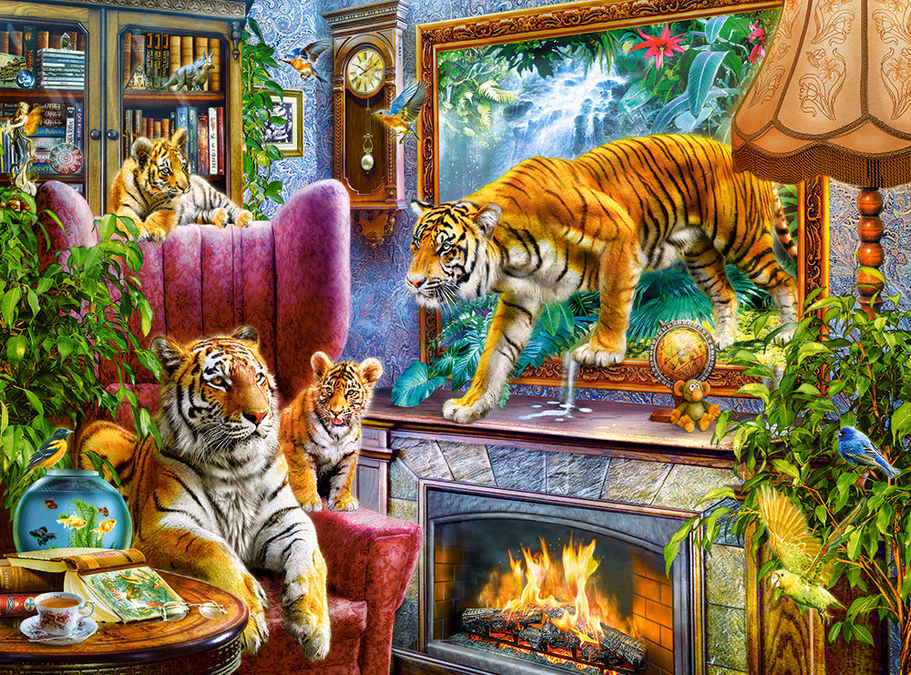 3000 Piece Jigsaw Puzzle, Tigers Coming to Life, Art. Puzzles, Animals on surrealistic scenery, Adult Puzzle, Castorland C-300556-2 Bridge Toys - Premium Jigsaw Puzzles
