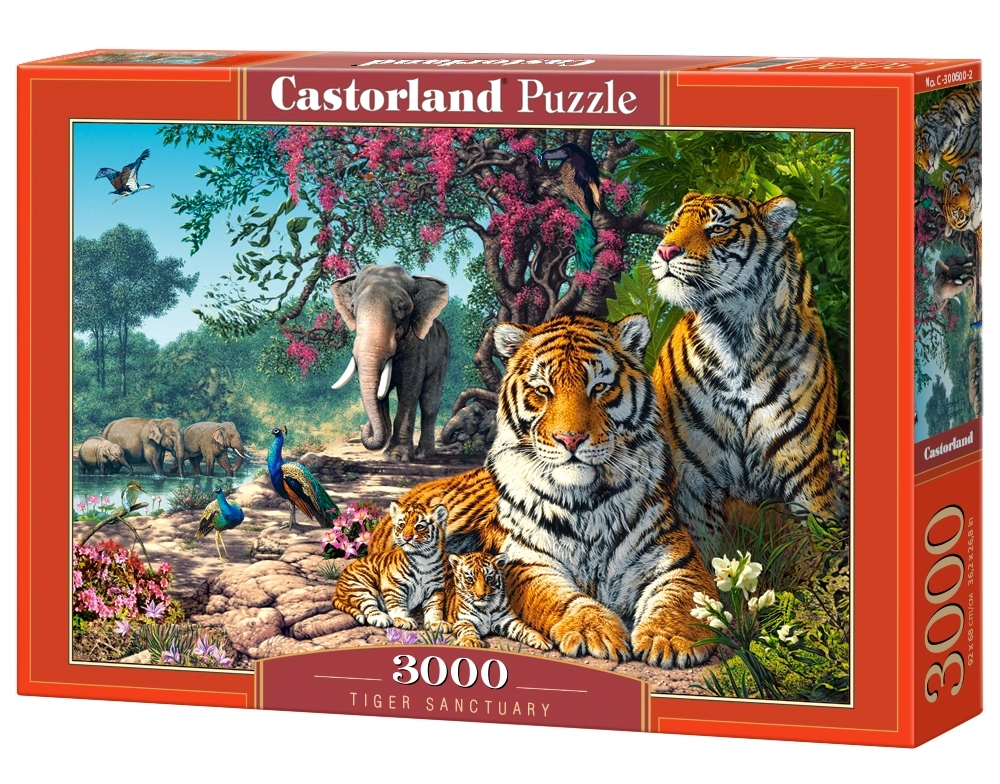 3000 Piece Jigsaw Puzzle, Tiger Sanctuary, Jungle wildlife puzzle, nature landscape, Adult Puzzle, Castorland C-300600-2 Bridge Toys - Premium Jigsaw Puzzles