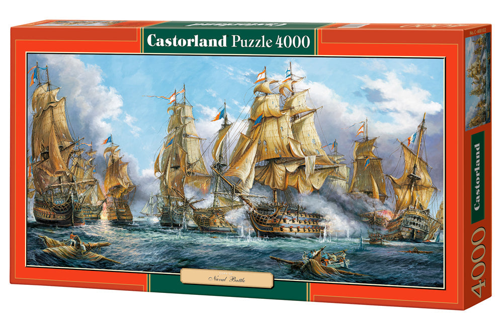 4000 Piece Jigsaw Puzzle, Naval Battle, Nautic painting, Old navy ships, Sailing ships at war, Adult Puzzle, Castorland C-400102-2 Bridge Toys - Premium Jigsaw Puzzles