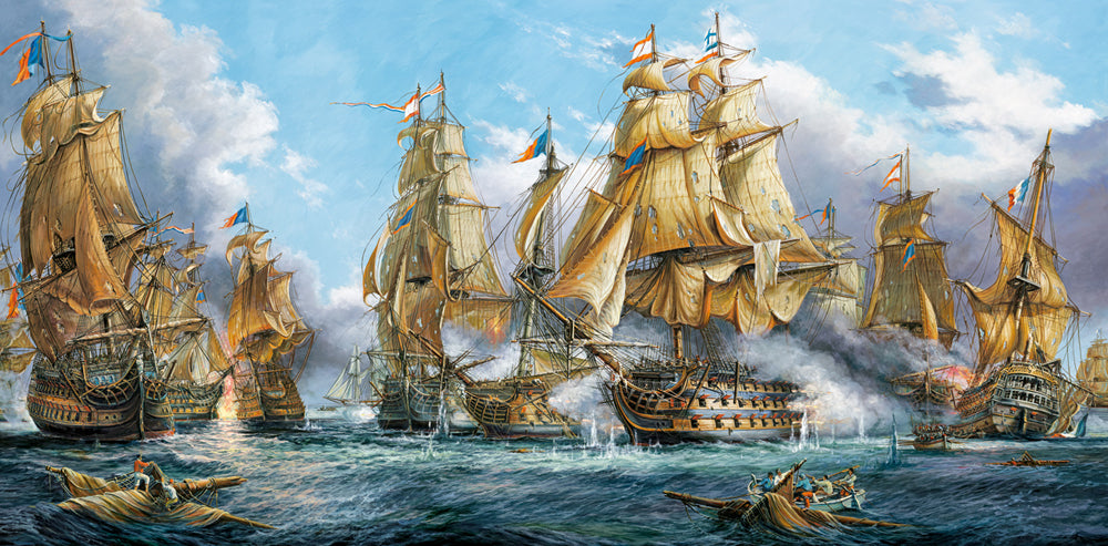 4000 Piece Jigsaw Puzzle, Naval Battle, Nautic painting, Old navy ships, Sailing ships at war, Adult Puzzle, Castorland C-400102-2 Bridge Toys - Premium Jigsaw Puzzles