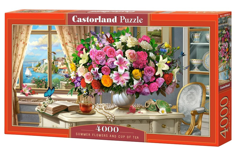 4000 Piece Jigsaw Puzzle, Summer Flowers and Cup of Tea, Still nature jigsaw, Romantic picture, Classic, Adult Puzzle, Castorland C-400263-2 Bridge Toys - Premium Jigsaw Puzzles