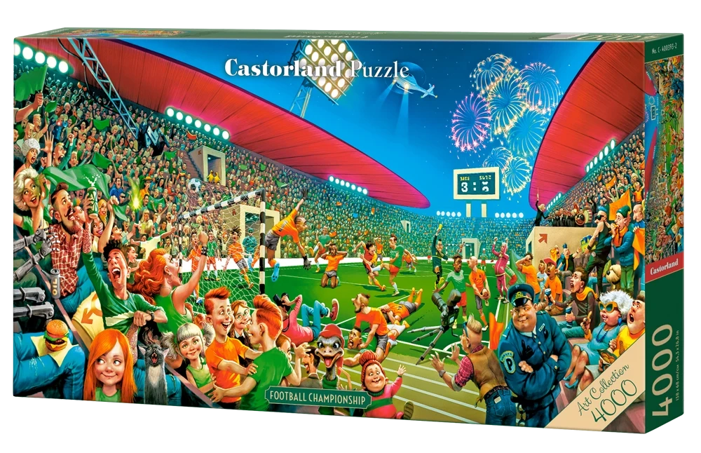 4000 Piece Jigsaw Puzzle, Football Championship, Funny sports puzzle, Soccer Match, Cartoon Chaos Style, Adult Puzzle, Castorland C-400393-2 Bridge Toys - Premium Jigsaw Puzzles