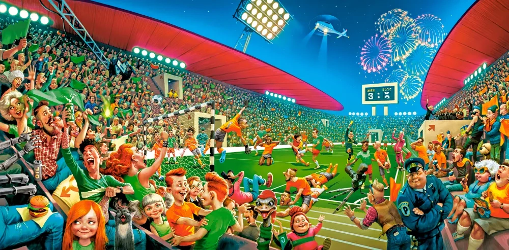 4000 Piece Jigsaw Puzzle, Football Championship, Funny sports puzzle, Soccer Match, Cartoon Chaos Style, Adult Puzzle, Castorland C-400393-2 Bridge Toys - Premium Jigsaw Puzzles