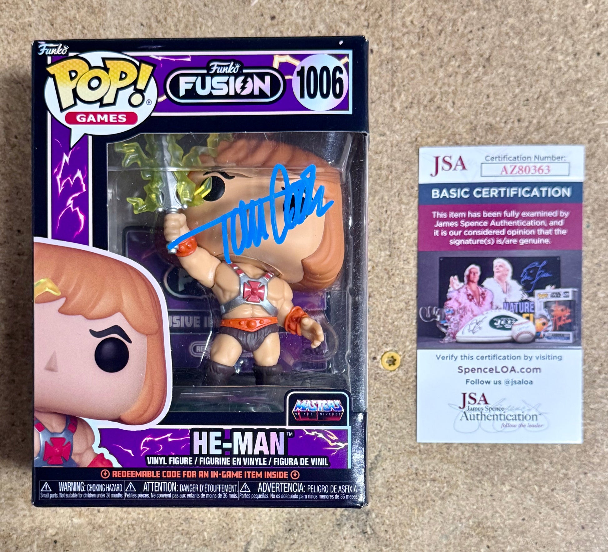 Tom Cook Signed He-Man Masters Of The Universe Funko Pop! #1006 With JSA COA Mustang Comics