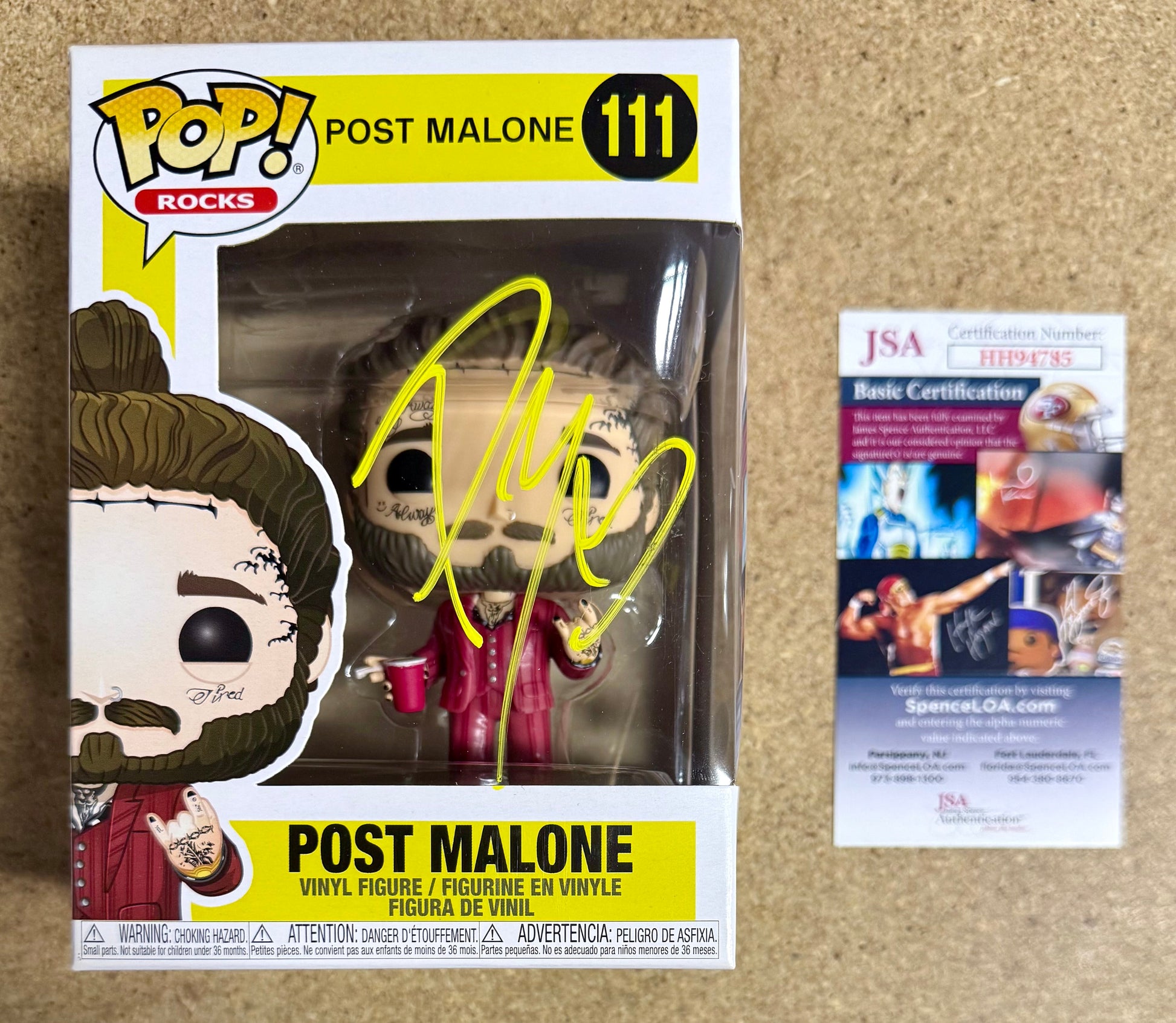 Post Malone Signed Vaulted Beerbongs And Bentleys Funko Pop! #111 With JSA COA Mustang Comics