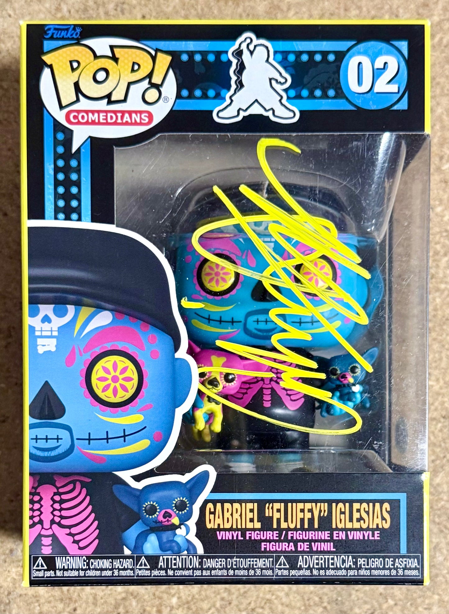 Gabriel “FLUFFY” Iglesias Signed BL Dia De Los Muertos Funko Pop! With JSA COA Mustang Comics