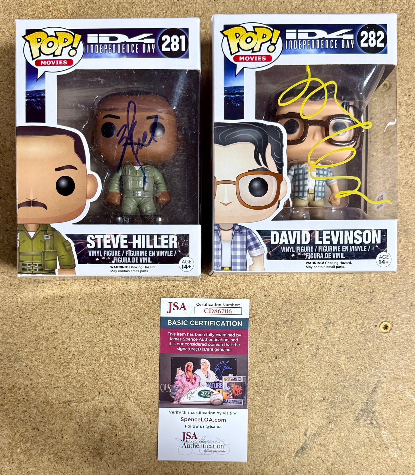 Will Smith (Steve Hiller) & Jeff Goldblum (David Levinson) Signed Independence Day Funko Pop! JSA & PSA COA Set of 2 Mustang Comics