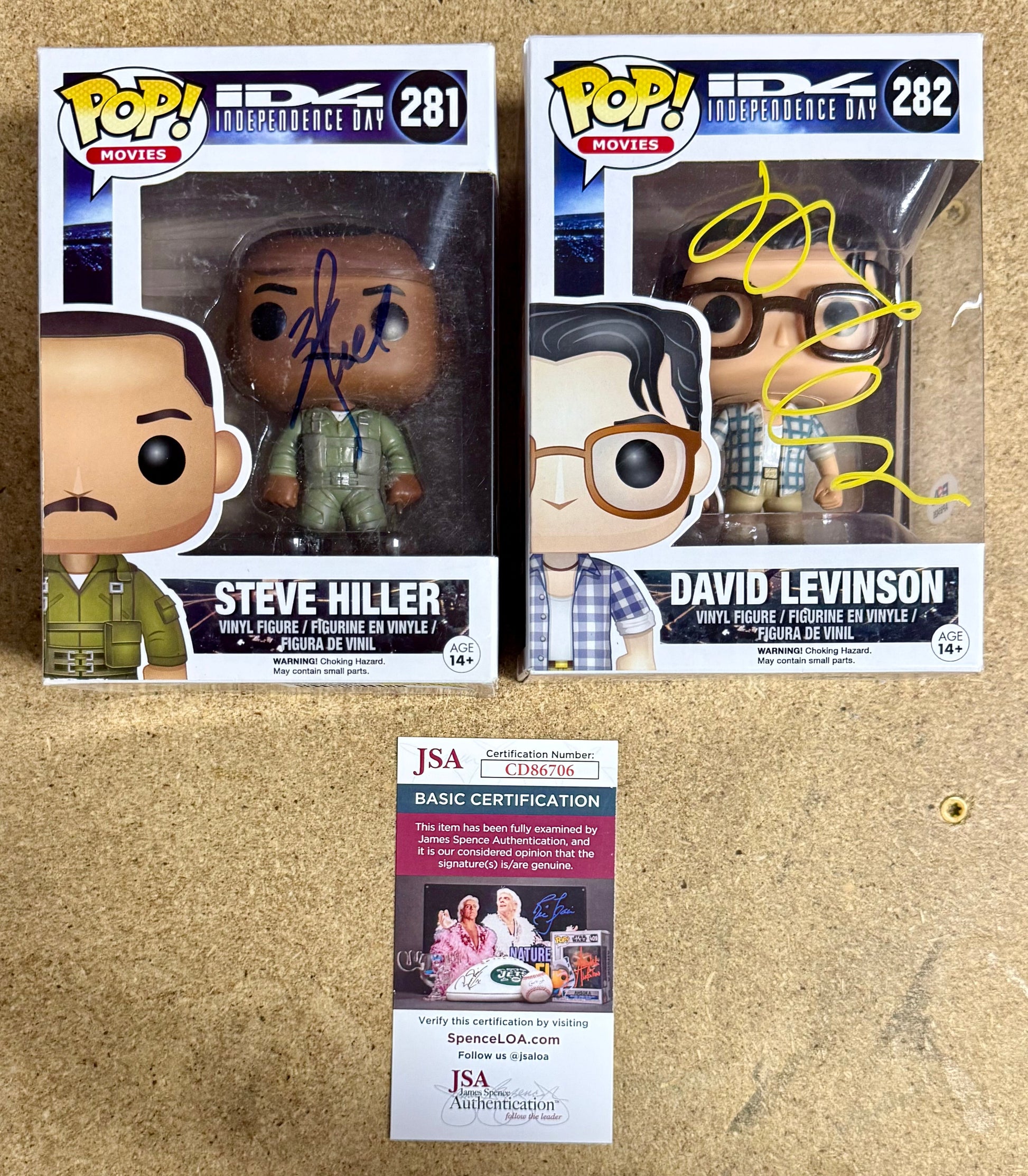 Will Smith (Steve Hiller) & Jeff Goldblum (David Levinson) Signed Independence Day Funko Pop! JSA & PSA COA Set of 2 Mustang Comics