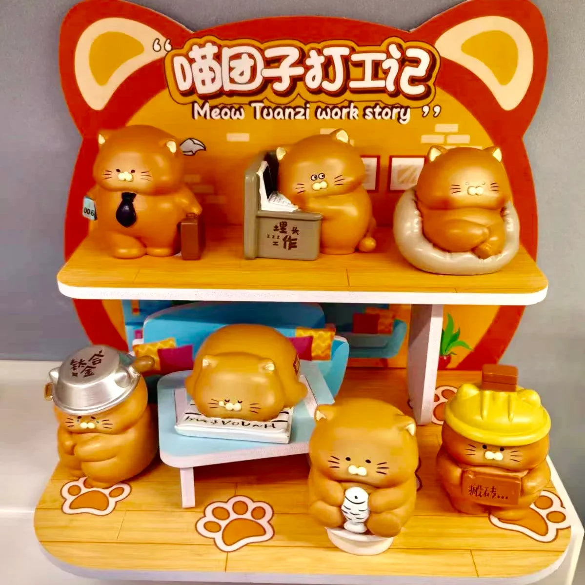 Office Cats Blind Box Figurine - Cute Cat Desk Toy Collection | 1 Random Box Super Anime Store