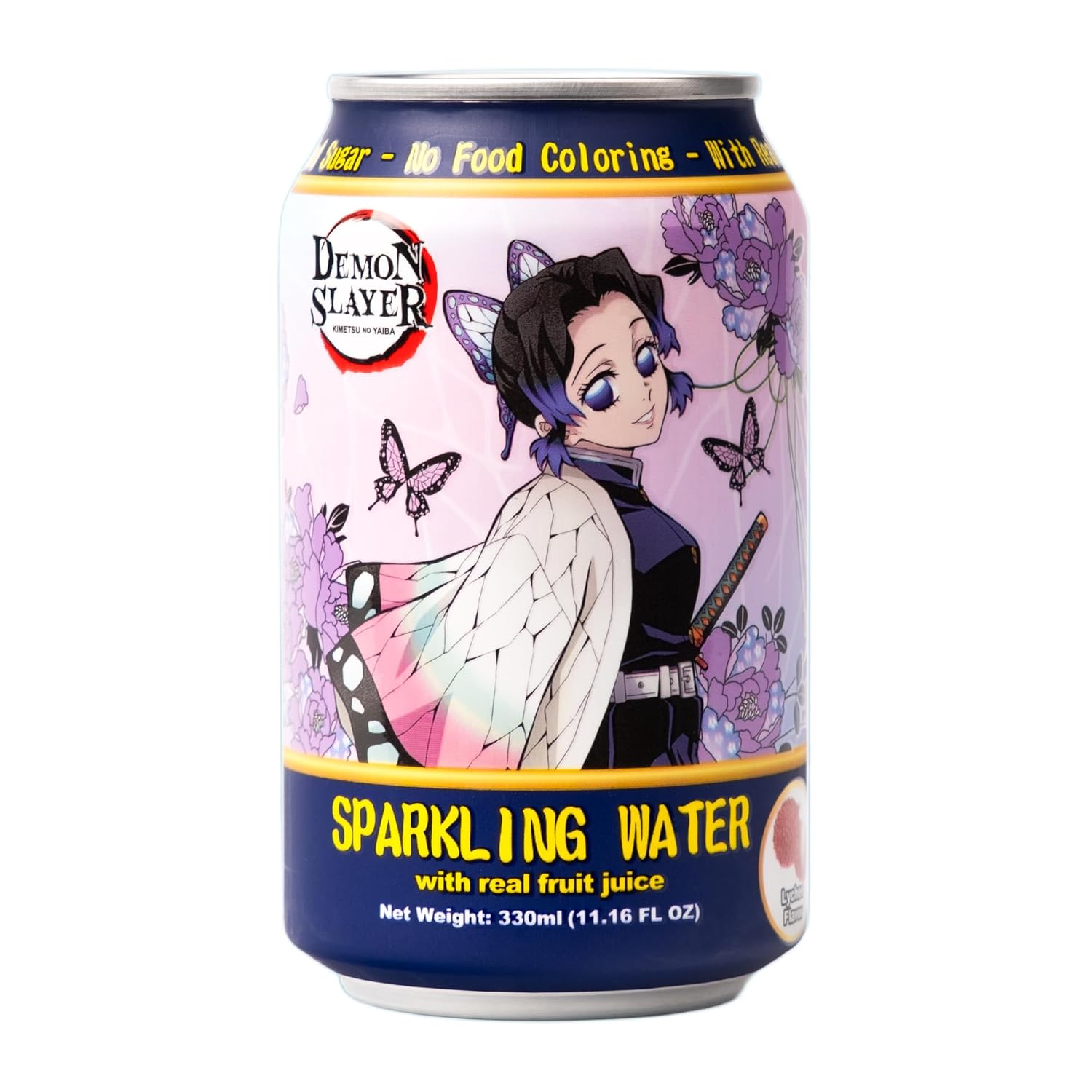 Demon Slayer Lychee Sparkling Water – 11.16 fl oz (330 ml) Cans – Shinobu Kocho Collectible Anime Drink (1 Can) Super Anime Store