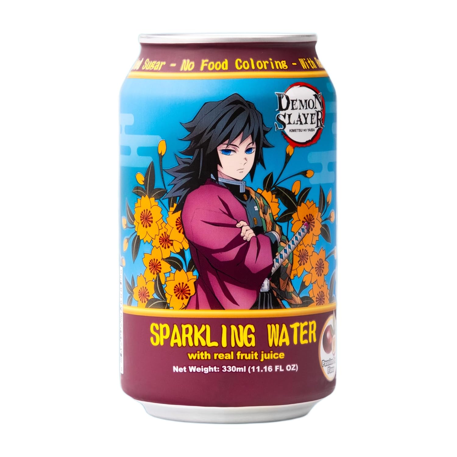 Demon Slayer Passion Fruit Sparkling Water – 11.16 fl oz (330 ml) Cans – Giyu Tomioka Collectible Anime Drink (1 Can) Super Anime Store