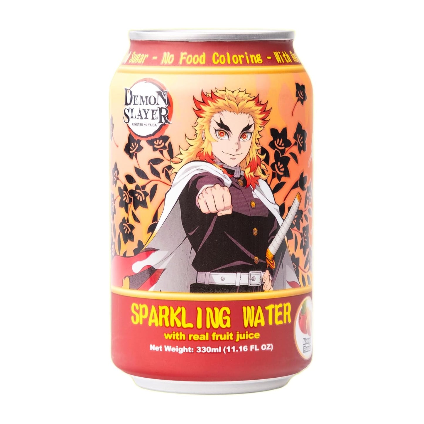 Demon Slayer Mango Sparkling Water – 11.16 fl oz (330 ml) Cans – Kyojuro Rengoku Collectible Anime Drink (1 Can) Super Anime Store