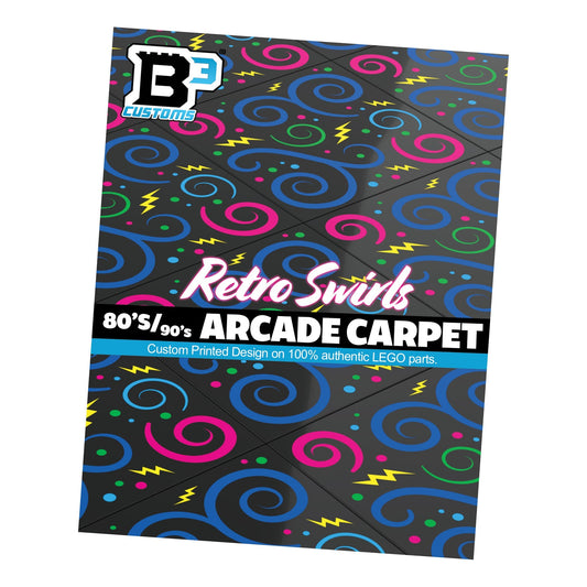Custom 80's and 90's Arcade Carpet 6x6 Tiles (Swirls) Pack of 10 made with LEGO parts B3 Customs