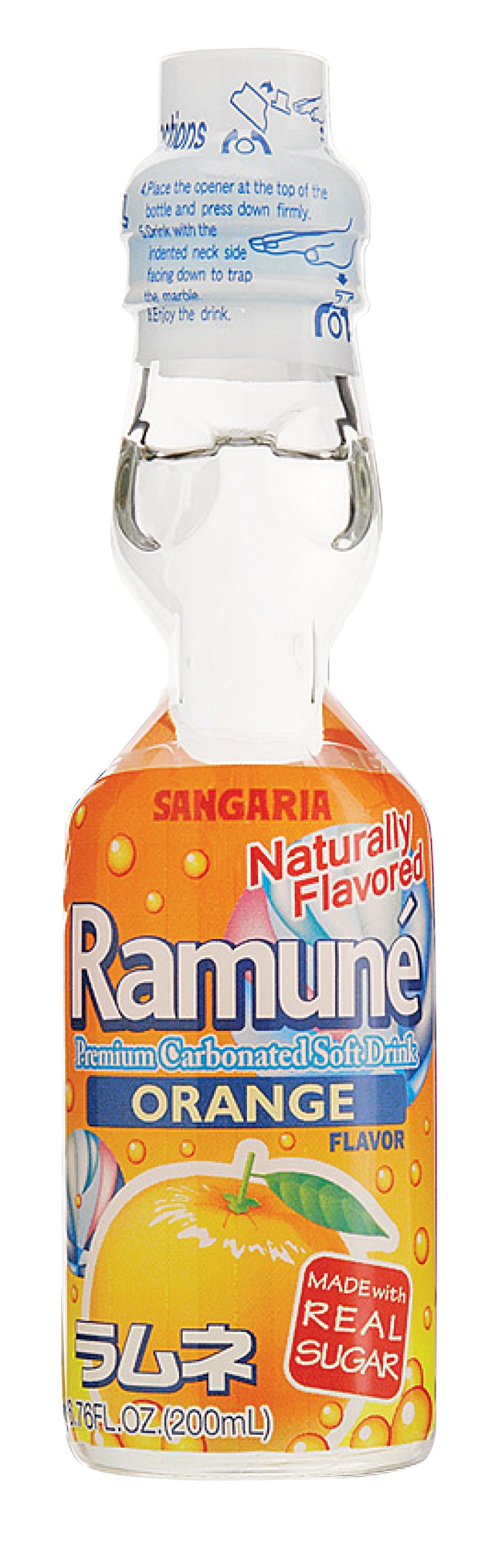 Ramune Orange Flavor Japanese Soda 6.76oz - Authentic Marble Bottle Drink Super Anime Store