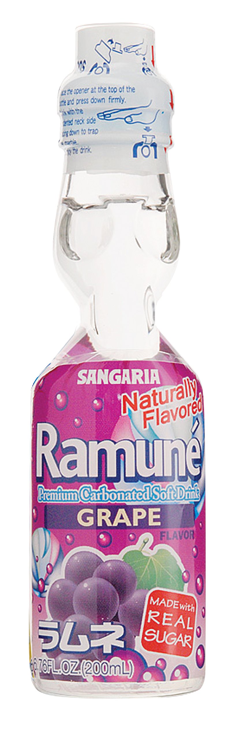 Ramune Grape Flavor Japanese Soda 6.76oz - Authentic Marble Bottle Drink Super Anime Store