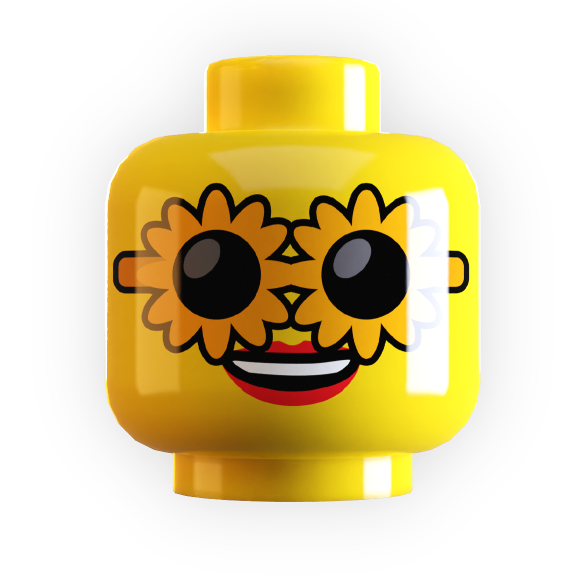 Sunflower Sunglasses on Minifig Head made using LEGO part B3 Customs