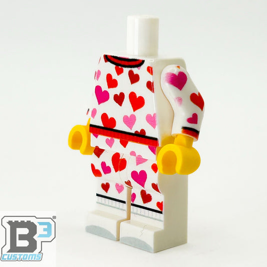 Hearts Valentine's Day PJs Minifig Body made with LEGO parts - B3 Customs B3 Customs