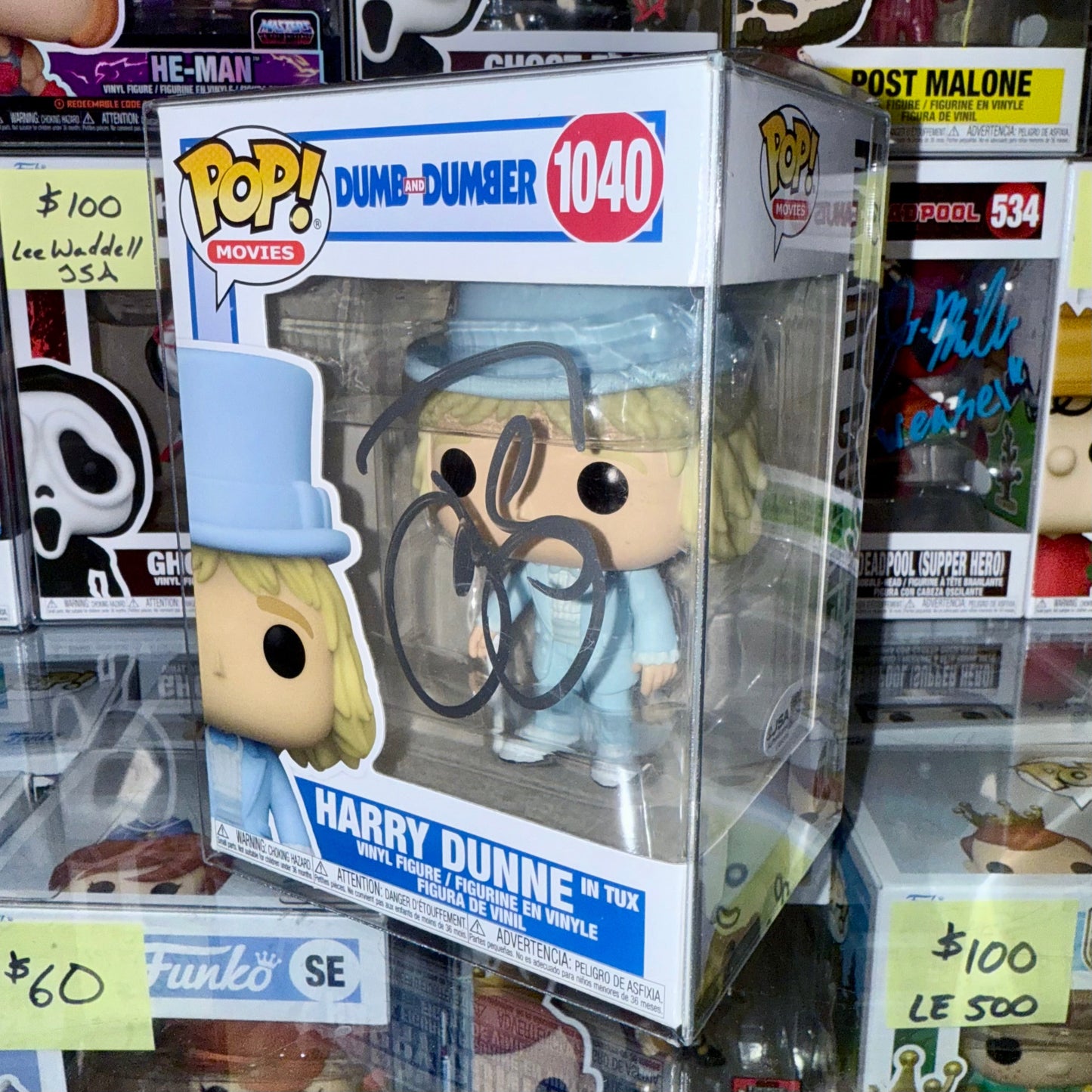 Jeff Daniels Signed Harry Dunne Dumb & Dumber Funko Pop! #1040 With JSA COA Mustang Comics