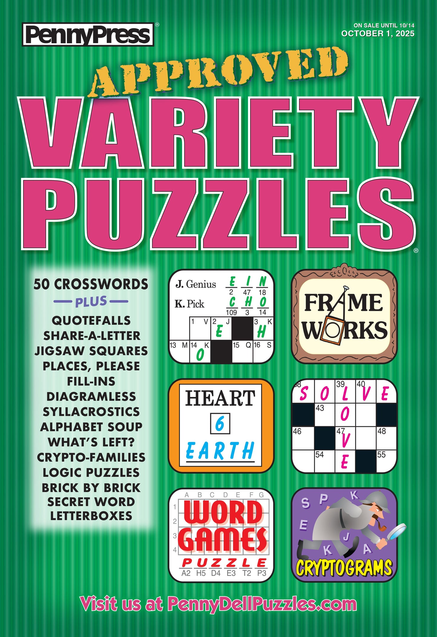 Penny Press - Approved Variety Puzzles: October 2025 Edition, Fun For All Ages & Skill Levels With Anagrams, Codewords, Math Challenges, Scoring Games & More! Magazine Shop US