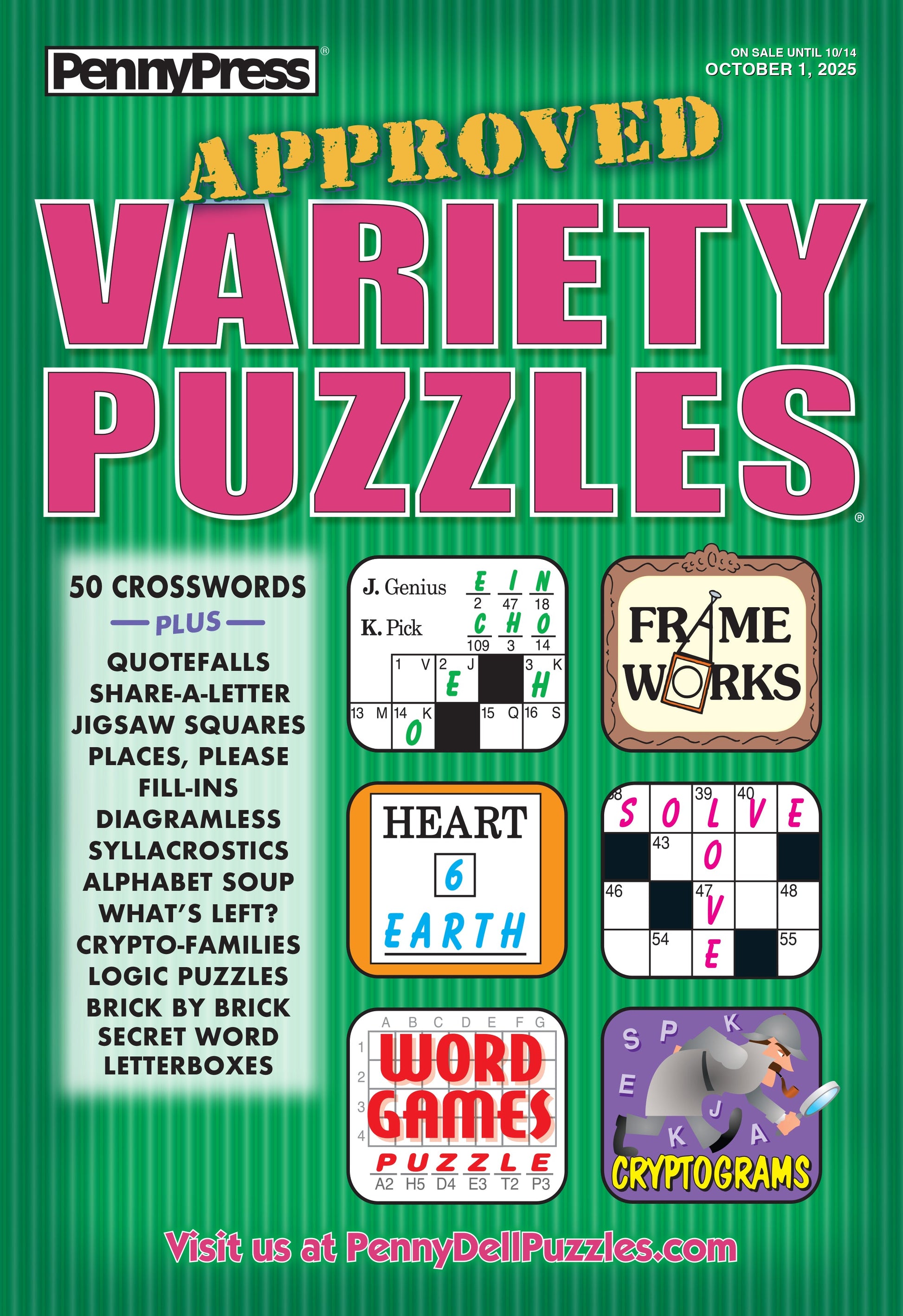Penny Press - Approved Variety Puzzles: October 2025 Edition, Fun For All Ages & Skill Levels With Anagrams, Codewords, Math Challenges, Scoring Games & More! Magazine Shop US