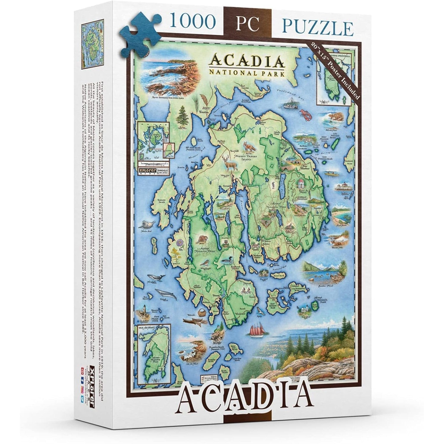 Acadia National Park 1000 Piece Jigsaw Puzzle Xplorer Maps Puzzle Merchant