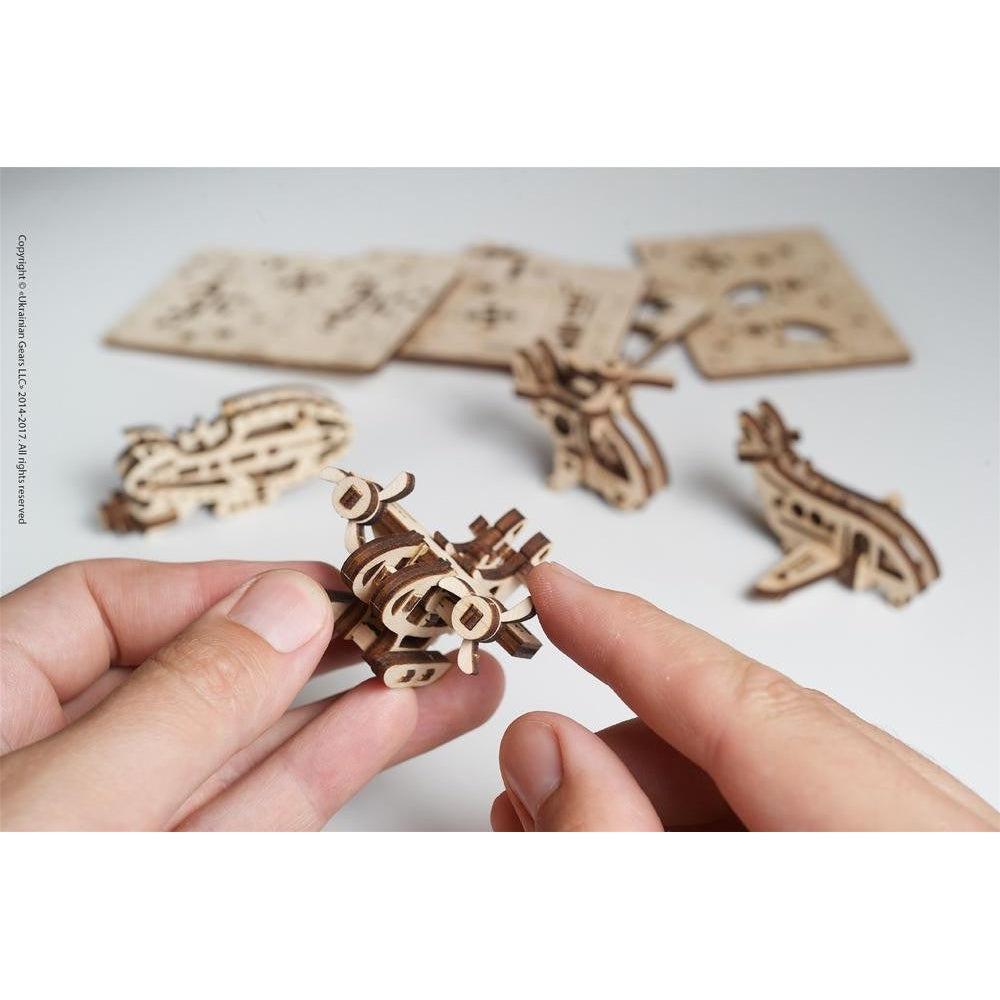 Aircraft Fidgets Set of 4 3D Wood Model Kit UGEARS