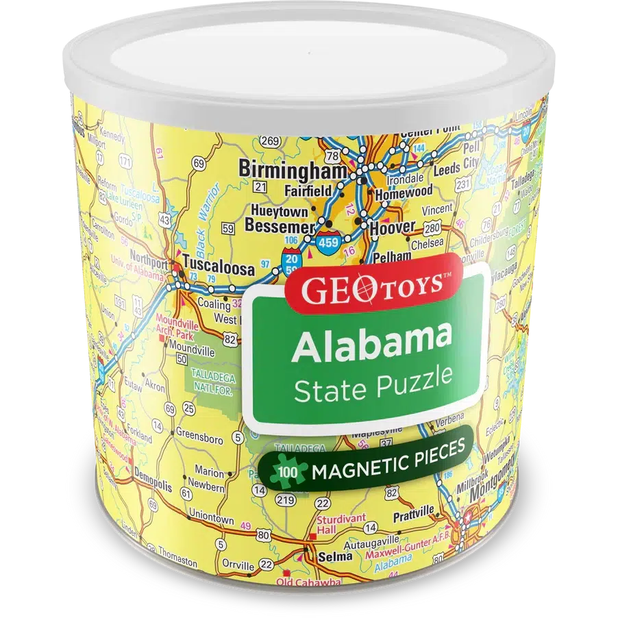 Alabama State 100 Piece Magnetic Jigsaw Puzzle Geotoys Puzzle Merchant