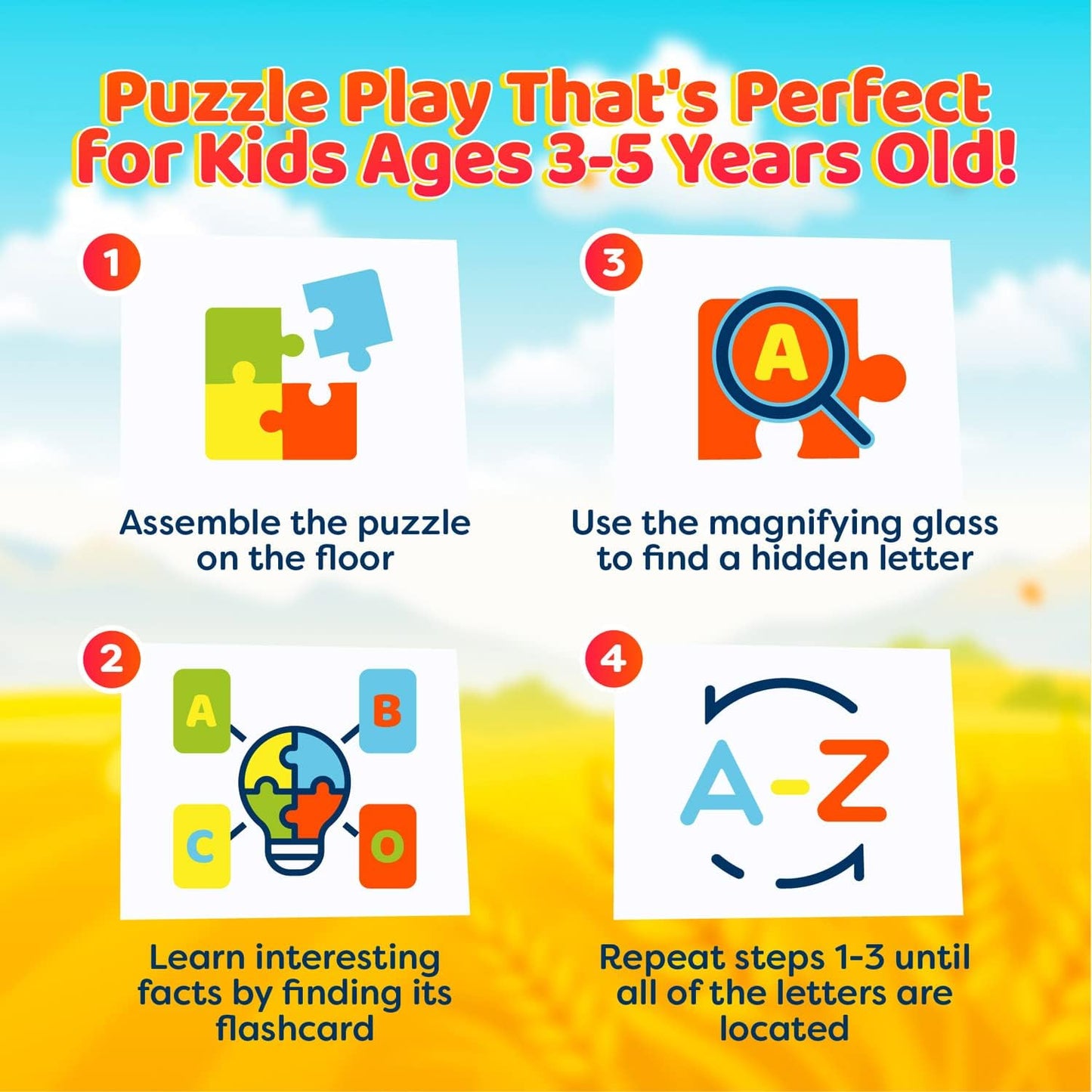 Alphabets Spy 48 Piece Floor Jigsaw Puzzle with Flashcards & Magnifying Glass