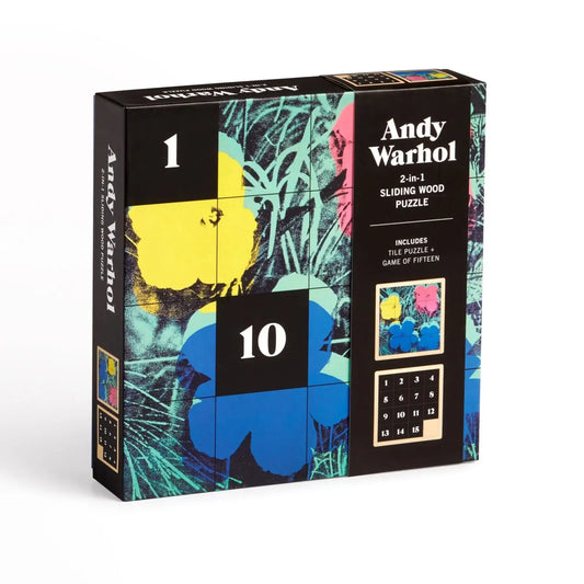 Andy Warhol Flowers 2-in-1 Sliding Wood Puzzle Galison