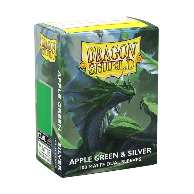 Dragon Shield: Apple Green & Silver Dual Matte Sleeves (100) Moliner Games