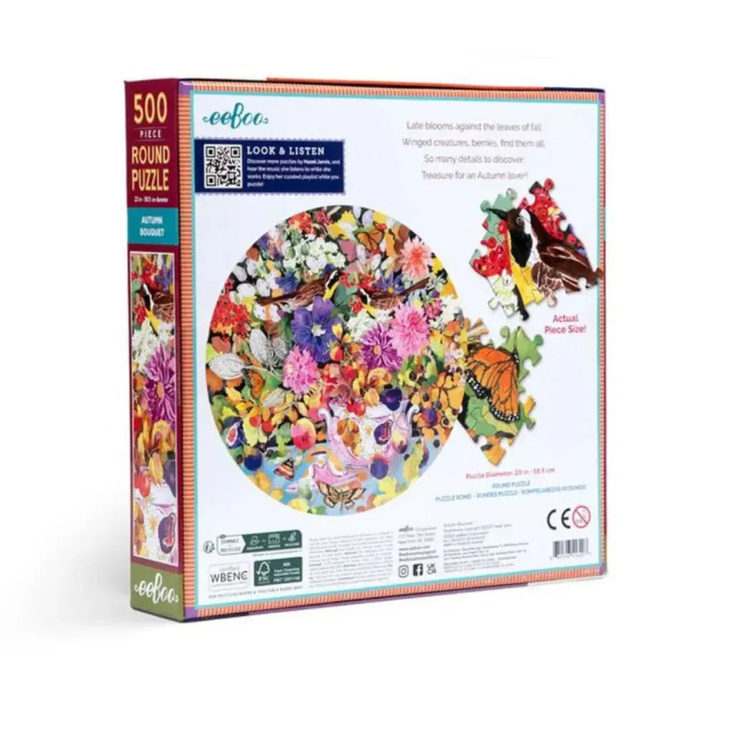 Autumn Bouquet 500 Piece Round Jigsaw Puzzle eeBoo
