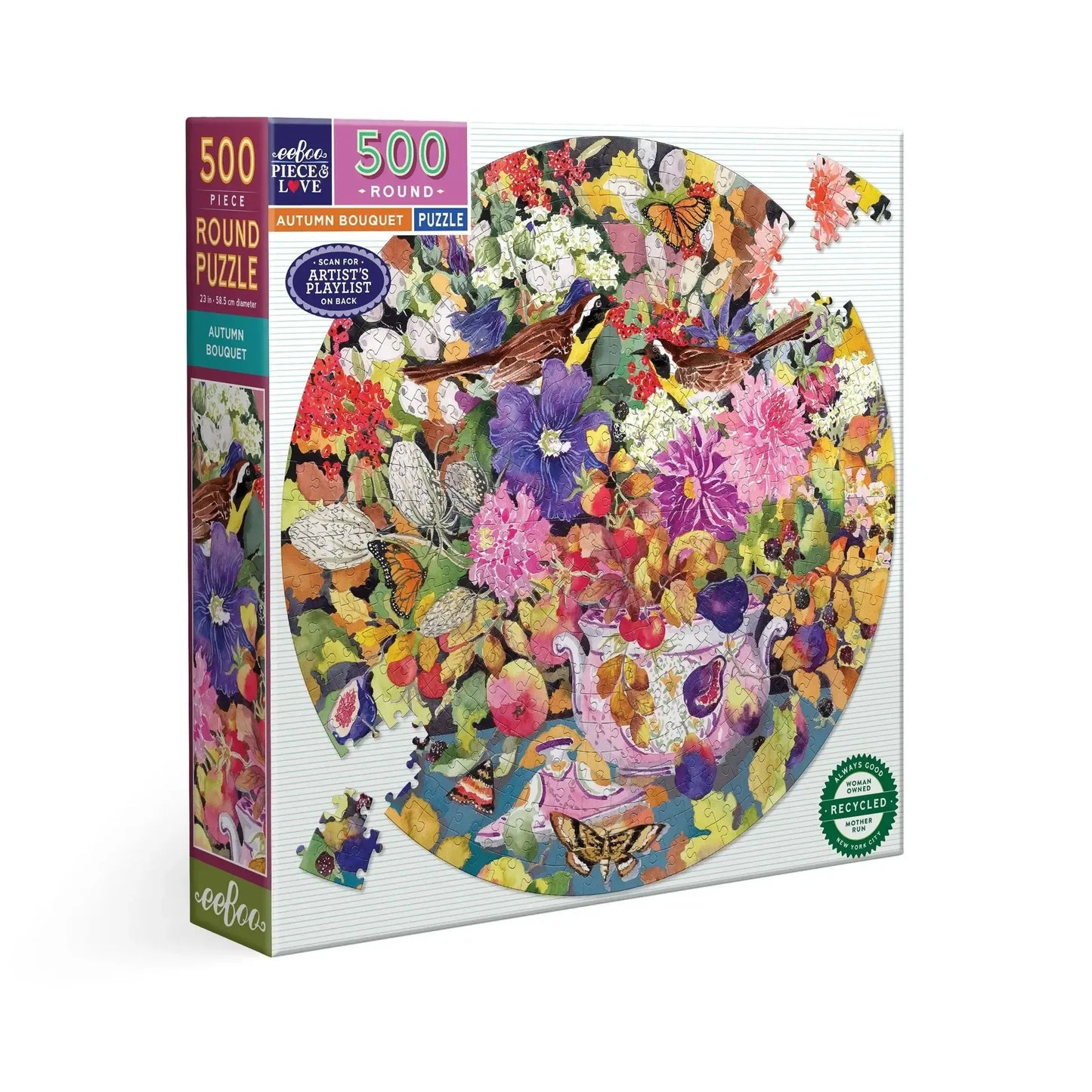 Autumn Bouquet 500 Piece Round Jigsaw Puzzle eeBoo