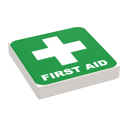 First Aid (Medical) - B3 Customs Printed 2x2 Tile made using LEGO part B3 Customs
