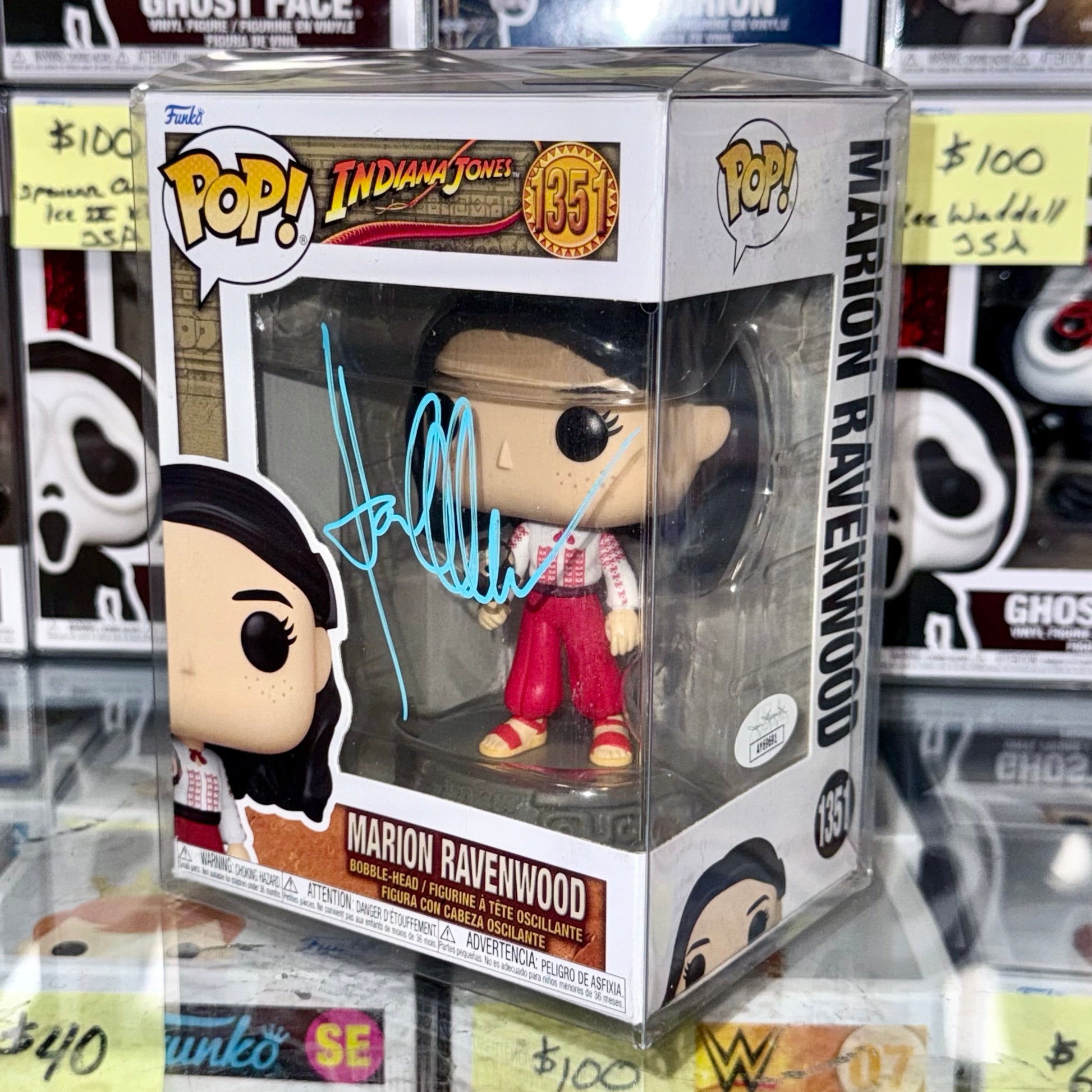 Karen Allen Signed Marion Ravenwood Indiana Jones Funko Pop! #1351 With JSA COA Mustang Comics