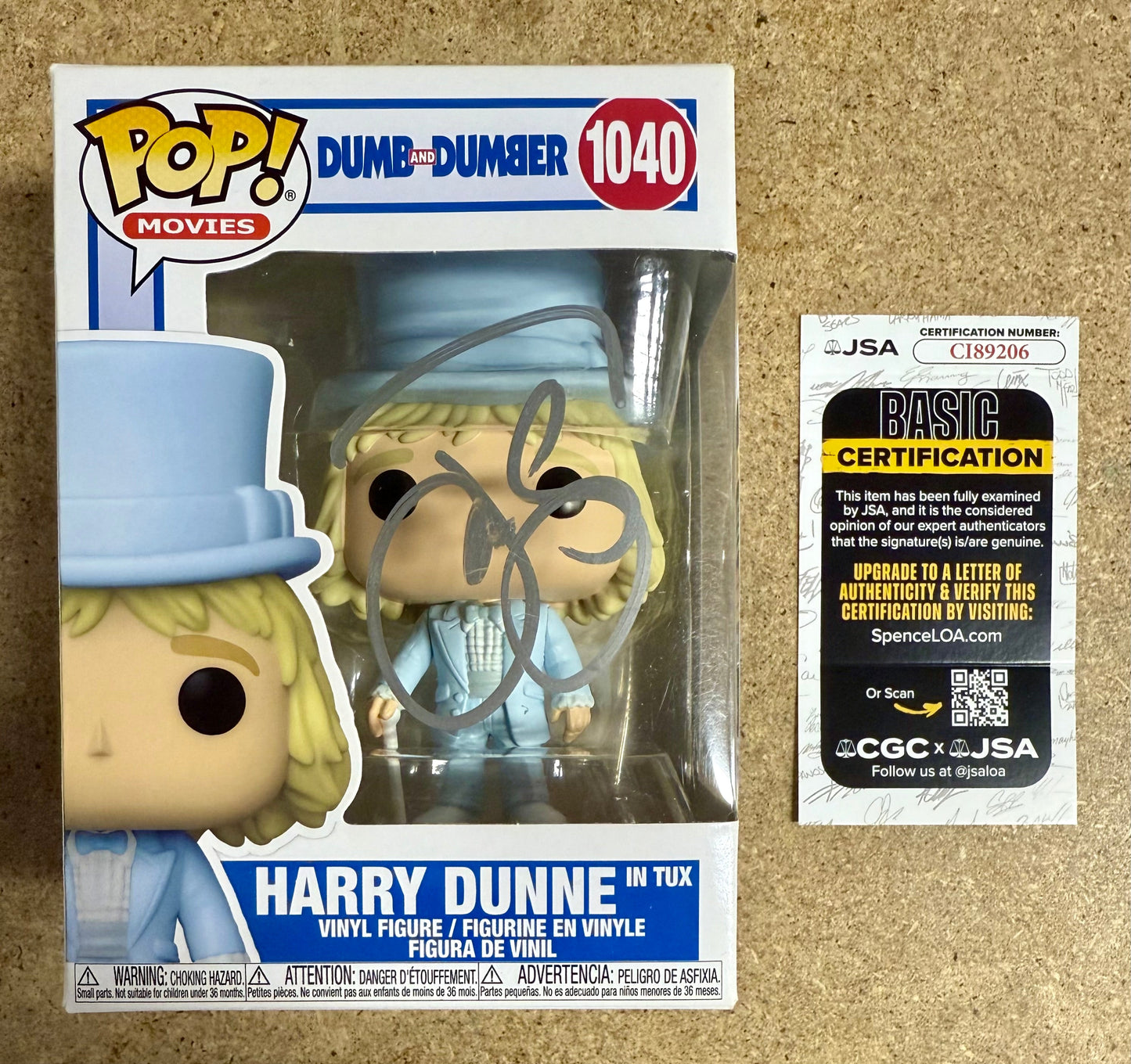 Jeff Daniels Signed Harry Dunne Dumb & Dumber Funko Pop! #1040 With JSA COA Mustang Comics
