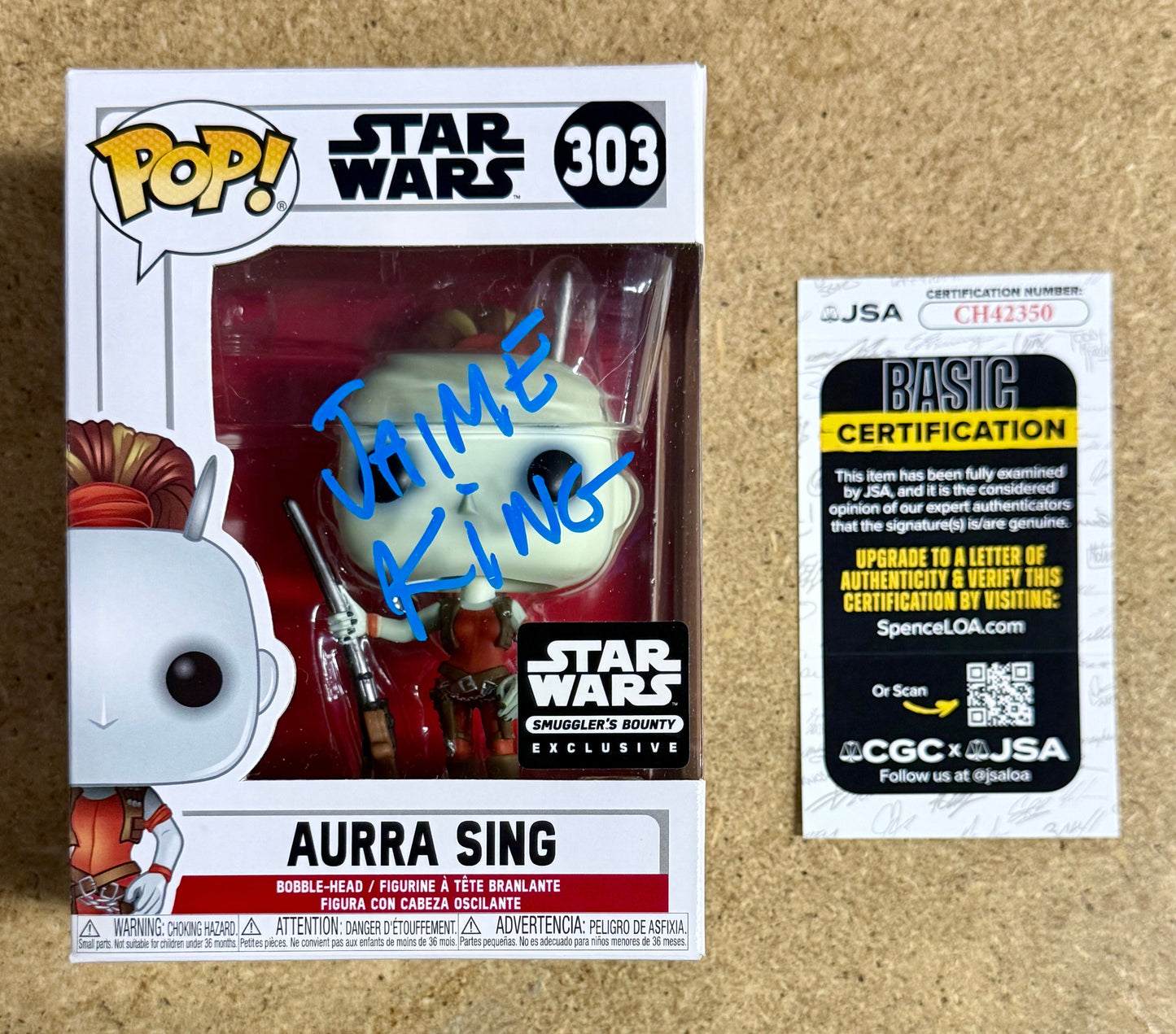 Jaime King Signed Star Wars Aurra Sing Funko Pop! #303 Exclusive With JSA COA Mustang Comics