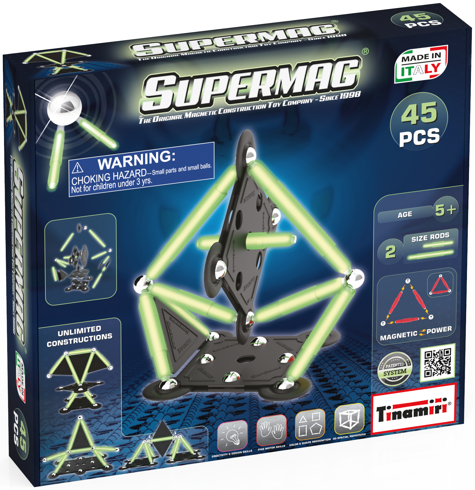 Tinamiri Supermag - Glow 45 - Magnetic Building Set, Educational construction fun, 45 piece set, Magnet Toys, 0666 Bridge Toys - Premium Jigsaw Puzzles