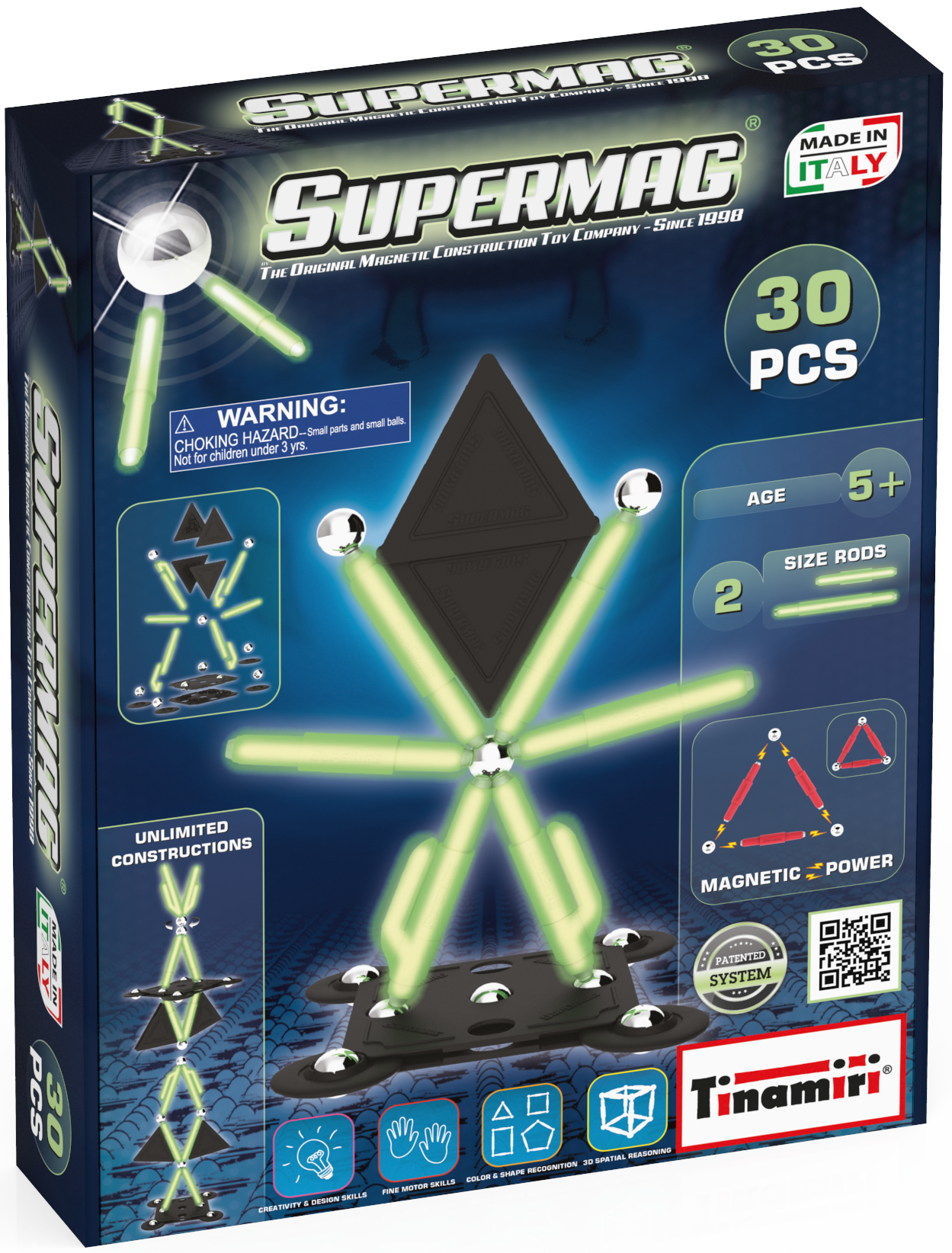 Tinamiri Supermag - Glow 30 - Magnetic Building Set, Educational construction fun, 30 piece set, Magnet Toys, 0657 Bridge Toys - Premium Jigsaw Puzzles