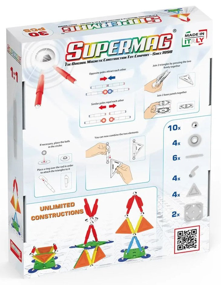 Tinamiri Supermag - Multicolor 30 - Magnetic Building Set, Educational construction fun, 30 piece set, Magnet Toys, 0650 Bridge Toys - Premium Jigsaw Puzzles