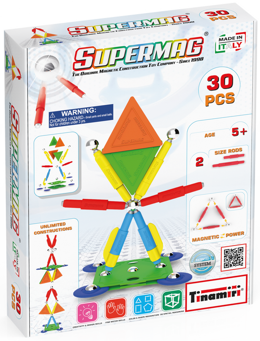 Tinamiri Supermag - Multicolor 30 - Magnetic Building Set, Educational construction fun, 30 piece set, Magnet Toys, 0650 Bridge Toys - Premium Jigsaw Puzzles