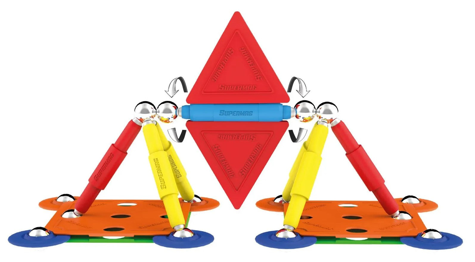 Tinamiri Supermag - Multicolor 45 - Magnetic Building Set, Educational construction fun, 45 piece set, Magnet Toys, 0651 Bridge Toys - Premium Jigsaw Puzzles