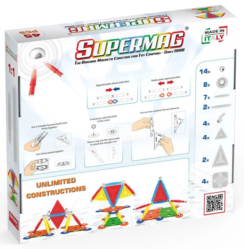 Tinamiri Supermag - Multicolor 45 - Magnetic Building Set, Educational construction fun, 45 piece set, Magnet Toys, 0651 Bridge Toys - Premium Jigsaw Puzzles