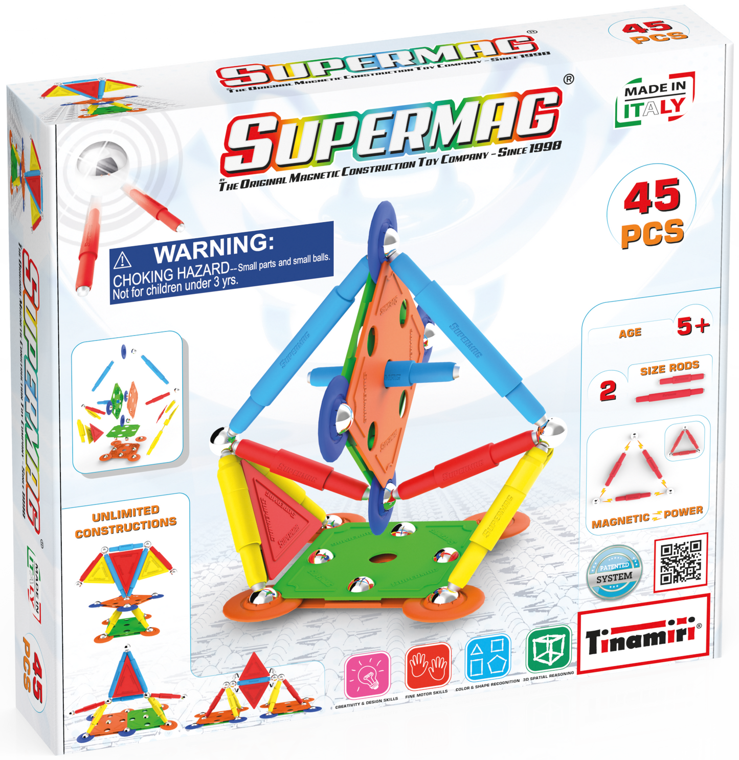 Tinamiri Supermag - Multicolor 45 - Magnetic Building Set, Educational construction fun, 45 piece set, Magnet Toys, 0651 Bridge Toys - Premium Jigsaw Puzzles