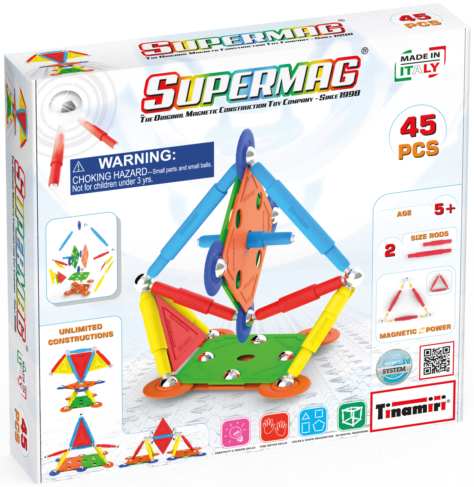 Tinamiri Supermag - Multicolor 45 - Magnetic Building Set, Educational construction fun, 45 piece set, Magnet Toys, 0651 Bridge Toys - Premium Jigsaw Puzzles