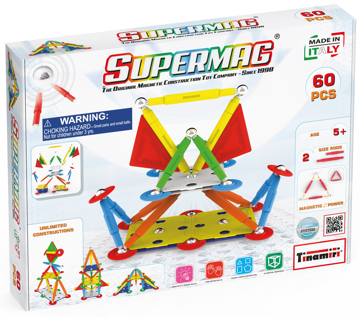 Tinamiri Supermag - Multicolor 60 - Magnetic Building Set, Educational construction fun, 60 piece set, Magnet Toys, 0652 Bridge Toys - Premium Jigsaw Puzzles