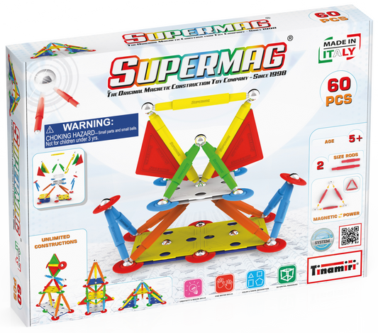 Tinamiri Supermag - Multicolor 60 - Magnetic Building Set, Educational construction fun, 60 piece set, Magnet Toys, 0652 Bridge Toys - Premium Jigsaw Puzzles