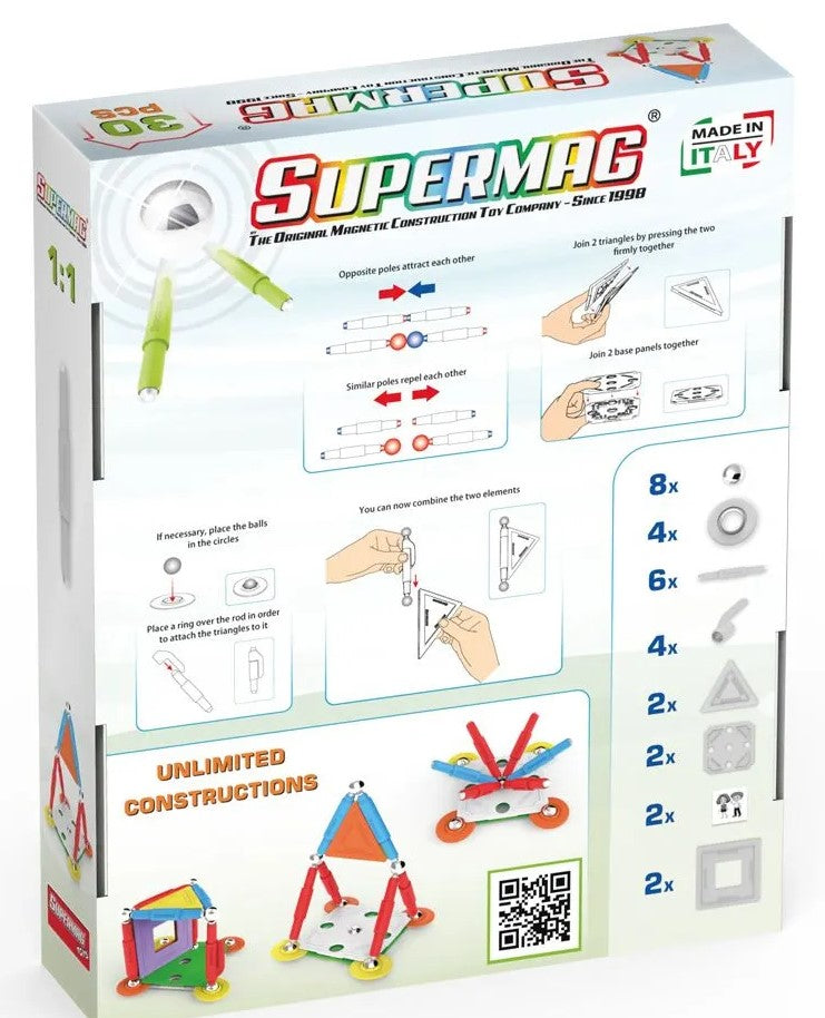 Tinamiri Supermag - House 30 - Magnetic Building Set, Educational construction fun, 30 piece set, Magnet Toys, 0662 Bridge Toys - Premium Jigsaw Puzzles